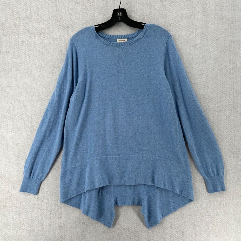 Sundance Royal Pullover Sweater Womens Large‎ Hi-Low Swallowtail Hem Blue Wool